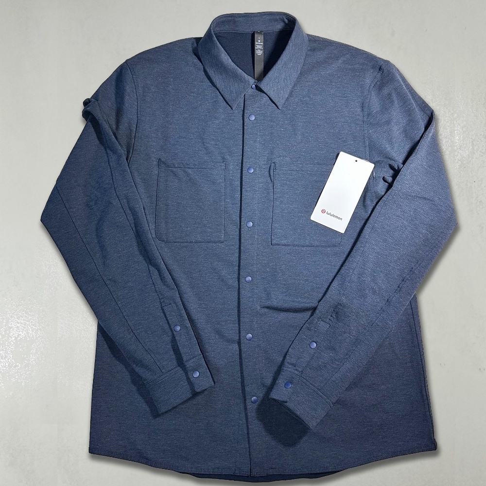 Lululemon Men NWT Soft Knit Overshirt Heather Navy, Large